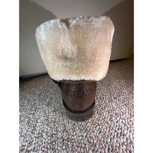 Roxy Bruna Fold Over Fuzzy Combat Boots Chocolate brown 8.5 - Picture 16 of 16